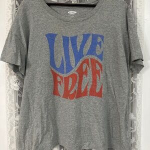 Old Navy Women The Easy Tee Live Free Gray Graphic Top Size XL